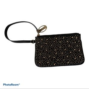 Carlos Santana Black Wristlet with gold studs